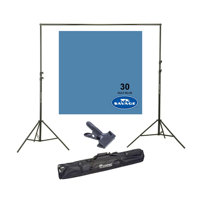 

Savage Widetone Seamless Background Paper, 107" wide x 150' Gulf Blue, #30 - Bundle With Flashpoint 10' Background Support System Air Cushioned, Flashpoint Clip Clamp with 2" Jaw