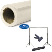 

Savage Widetone Seamless Background Paper, 107" wide x 150' Light Gray, #32 Bundle With Flashpoint 10' Background Support System Air Cushioned, Flashpoint Clip Clamp with 2" Jaw