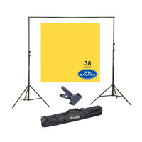 

Savage Widetone Seamless Background Paper, 107" wide x 150' Canary, #38 - Bundle With Flashpoint 10' Background Support System Air Cushioned, Flashpoint Clip Clamp with 2" Jaw