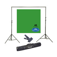 

Savage Widetone Seamless Background Paper, 107" wide x 150' Sage, #46 - Bundle With Flashpoint 10' Background Support System Air Cushioned, Flashpoint Clip Clamp with 2" Jaw