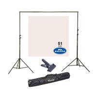 

Savage Widetone Seamless Background Paper, 107" wide x 150' Bone, #51 - Bundle With Flashpoint 10' Background Support System Air Cushioned, Flashpoint Clip Clamp with 2" Jaw