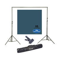 

Savage Widetone Seamless Background Paper, 107" wide x 150' Ultramarine, #5 - Bundle With Flashpoint 10' Background Support System Air Cushioned, Flashpoint Clip Clamp with 2" Jaw