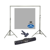 

Savage Widetone Seamless Background Paper, 107" wide x 150' Focus Gray, #60 - Bundle With Flashpoint 10' Background Support System Air Cushioned, Flashpoint Clip Clamp with 2" Jaw