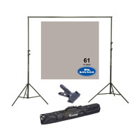 

Savage Widetone Seamless Background Paper, 107" wide x 150' TV Gray, #61 - Bundle With Flashpoint 10' Background Support System Air Cushioned, Flashpoint Clip Clamp with 2" Jaw