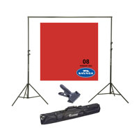 

Savage Widetone Seamless Background Paper, 107" wide x 150' Primary Red, #8 - Bundle With Flashpoint 10' Background Support System Air Cushioned, Flashpoint Clip Clamp with 2" Jaw