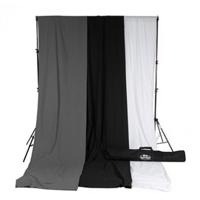 

Savage 10x12' Accent Muslin Background Kit with Port-A-Stand, White/Gray/Black