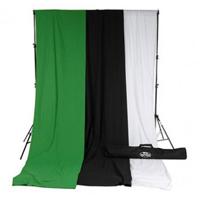 

Savage 10x24' Accent Muslin Background Kit with Port-A-Stand, White/Black/Green