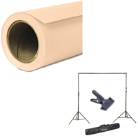 

Savage Widetone Seamless Background Paper, 107" wide x 150' Egg Nog, #19 - Bundle With Flashpoint 10' Background Support System Air Cushioned, Flashpoint Clip Clamp with 2" Jaw