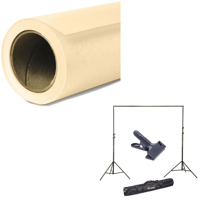 

Savage Widetone Seamless Background Paper, 107" wide x 150' Egg Shell, #22 - Bundle With Flashpoint 10' Background Support System Air Cushioned, Flashpoint Clip Clamp with 2" Jaw