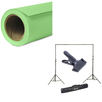 

Savage Widetone Seamless Background Paper, 107" wide x 150' #40 Mint Green - Bundle With Flashpoint 10' Background Support System Air Cushioned, Flashpoint Clip Clamp with 2" Jaw