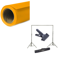 

Savage Widetone Seamless Background Paper, 107" wide x 150' #43 Marmalade - Bundle With Flashpoint 10' Background Support System Air Cushioned, Flashpoint Clip Clamp with 2" Jaw