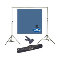 

Savage Widetone Seamless Background Paper, 107" wide x 150' Bluejean, #64 - Bundle With Flashpoint 10' Background Support System Air Cushioned, Flashpoint Clip Clamp with 2" Jaw