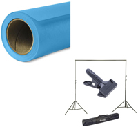 

Savage Widetone Seamless Background Paper, 107" wide x 150' Turquoise, #83 - Bundle With Flashpoint 10' Background Support System Air Cushioned, Flashpoint Clip Clamp with 2" Jaw