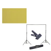 

Savage Widetone Seamless Background Paper, 107" wide x 36' Lemonade #93 - Bundle With Flashpoint 10' Background Support System Air Cushioned, Flashpoint Clip Clamp with 2" Jaw