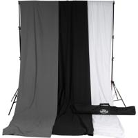 

Savage 10 x 24' Accent Muslin Background Kit with Port-A-Stand, White/Gray/Black