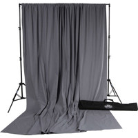 

Savage 10x24' Accent Muslin Background Kit, Includes Port-A-Stand & Carrying Case, Gray