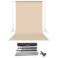 

Savage Widetone Seamless Background Paper, 86" wide x 36' Egg Nog, #19 - Bundle With Flashpoint 10' Background Support System Air Cushioned, Flashpoint Clip Clamp with 2" Jaw