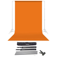 

Savage Widetone Seamless Background Paper, 86" wide x 36' Orange, #24 - Bundle With Flashpoint 10' Background Support System Air Cushioned, Flashpoint Clip Clamp with 2" Jaw