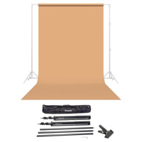 

Savage Widetone Seamless Background Paper, 86" wide x 36' Beige, #25 - Bundle With Flashpoint 10' Background Support System Air Cushioned, Flashpoint Clip Clamp with 2" Jaw