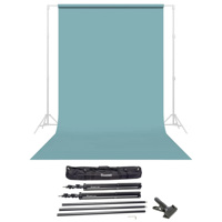 

Savage Widetone Seamless Background Paper, 86" wide x 36' Sky Blue, #2 - Bundle With Flashpoint 10' Background Support System Air Cushioned, Flashpoint Clip Clamp with 2" Jaw