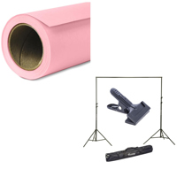 

Savage Widetone Seamless Background Paper, 86" wide x 36' Coral, #3 - Bundle With Flashpoint 10' Background Support System Air Cushioned, Flashpoint Clip Clamp with 2" Jaw