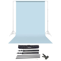 

Savage Widetone Seamless Background Paper, 86" wide x 36' Bluemist, #41 - Bundle With Flashpoint 10' Background Support System Air Cushioned, Flashpoint Clip Clamp with 2" Jaw