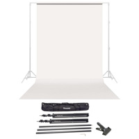 

Savage Widetone Seamless Background Paper, 86" wide x 36' White, #50 - Bundle With Flashpoint 10' Background Support System Air Cushioned, Flashpoint Clip Clamp with 2" Jaw