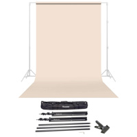 

Savage Widetone Seamless Background Paper, 86" wide x 36' Bone, #51 - Bundle With Flashpoint 10' Background Support System Air Cushioned, Flashpoint Clip Clamp with 2" Jaw