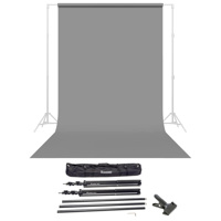 

Savage Widetone Seamless Background Paper, 86" wide x 36' Fashion Gray, #56 - Bundle With Flashpoint 10' Background Support System Air Cushioned, Flashpoint Clip Clamp with 2" Jaw