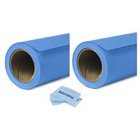 

Savage 2 Pack Widetone Seamless Background Paper, 86" wide x 36' Studio Blue, #58 - With Microfiber Cleaning Cloth