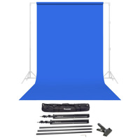 

Savage Widetone Seamless Background Paper, 86" wide x 36' Studio Blue, #58 - Bundle With Flashpoint 10' Background Support System Air Cushioned, Flashpoint Clip Clamp with 2" Jaw