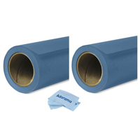 

Savage 2 Pack Widetone Seamless Background Paper, 86" wide x 36', Blue Jean, #64 - With Microfiber Cleaning Cloth