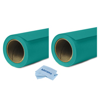 

Savage 2 Pack Widetone Seamless Background Paper, 86" wide x 36' Teal, #68 - With Microfiber Cleaning Cloth