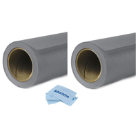 

Savage 2 Pack Widetone Seamless Background Paper, 86" wide x 36' Smoke Gray, #74 - With Microfiber Cleaning Cloth