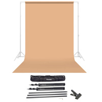 

Savage Widetone Seamless Background Paper, 86" wide x 36' Almond, #79 - Bundle With Flashpoint 10' Background Support System Air Cushioned, Flashpoint Clip Clamp with 2" Jaw