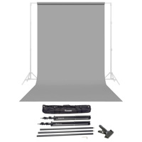 

Savage Widetone Seamless Background Paper, 86" wide x 36' Stone Gray #9 - Bundle With Flashpoint 10' Background Support System Air Cushioned, Flashpoint Clip Clamp with 2" Jaw