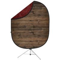 

Savage 5x7' Collapsible Backdrop with 8' Aluminum Stand, Red/Rustic Planks