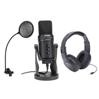 

Samson G-Track Pro Studio USB Condenser Mic with Audio Interface - Bundle With Samson SR350 Over-Ear Stereo Headphones, H&A Pop Filter with Gooseneck