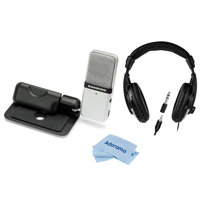 

Samson Go Mic USB Microphone for Mac and PC Computers, Silver Kit - With TH-MX2 Mixing Over-Ear Headphones, Microfiber cloth