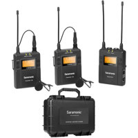 

Saramonic UwMIC9 96-Channel Digital UHF Wireless Dual Lavalier Microphone System, Includes 2x TX9 Bodypack Transmitter and RX9 Portable Receiver - With Saramonic SR-C8 Large Hard Case, Black