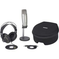 

Samson Podcasting Pack, Includes C01U Pro USB Studio Condenser Microphone (Silver), SR850 Semi-Open Studio Reference Headphones, MD2 Desktop Microphone Stand