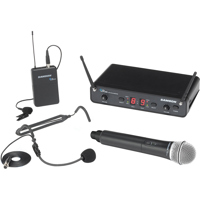 

Samson Concert 288 Dual-Channel Wireless All-In-One System, Includes CR288 Receiver, CH288 Handheld Transmitter, CB288 Belt Pack Transmitter, 2x LM5 Lavalier Microphone and 2x HS5 Headset Microphone, H Band: 470 to 518MHz