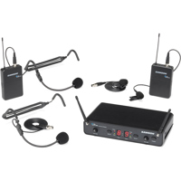 

Samson Concert 288 Dual-Channel Wireless Presentation System, Includes CR288 Receiver, 2x Belt Pack Transmitters, 2x LM5 Lavalier Microphone and 2x HS5 Headset Microphone, I Band: 518 to 566MHz