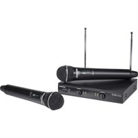 

Samson Stage 200 Dual-Channel Handheld VHF Wireless System, Includes 1x SR200 Receiver, 2x VH200 Transmitter, Group A