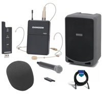 

Samson 6" Expedition Rechargeable Battery Powered Wireless Portable PA, 100 Watts with Bluetooth - Bundle With Samson Stage XPD2 2.4GHz USB Digital Wireless System, 20' XLR Mic Cable, Foam Windscreen