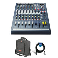 

Soundcraft EPM6 6 Mono + 2 Stereo Channel Recording & Live Sound Audio Console - Bundle With SKB Universal Equipment/Mixer Bag, 20' Heavy Duty 7mm Rubber XLR Microphone Cable