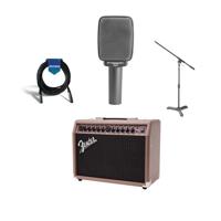 

Sennheiser e 609 Guitar Cabinet Dynamic Microphone Silver - Bundle With Fender Acoustasonic 40 120V Amplifier for Acoustic-Electric Guitar, Brown/Wheat, Samson MB1 Mini Boom Stand, 20' XLR Mic Cable