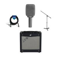 

Sennheiser e 609 Guitar Cabinet Dynamic Microphone Silver - Bundle With Fender Mustang I (V.2) Guitar Amplifier with 8" Speaker, Black Samson MB1 Mini Boom Stand, 20' Heavy Duty XLR Mic Cable