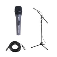 

Sennheiser e 835-S Wired Cardioid Handheld Dynamic Microphone with Switch & Clip Bundle With Samson MK10 Lightweight Boom Mic Stand, 20' Heavy Duty 7mm Rubber XLR Microphone Cable