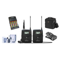 

Sennheiser EW 112 P G4 Camera Lavalier Set, Bodypack Transmitter, ME 2 Lav, A: 516-558 MHz - Bundle With 4 AA NiMH 2900mAh Batteries/Charger, Protective Bag, Clothing Clip for Cable